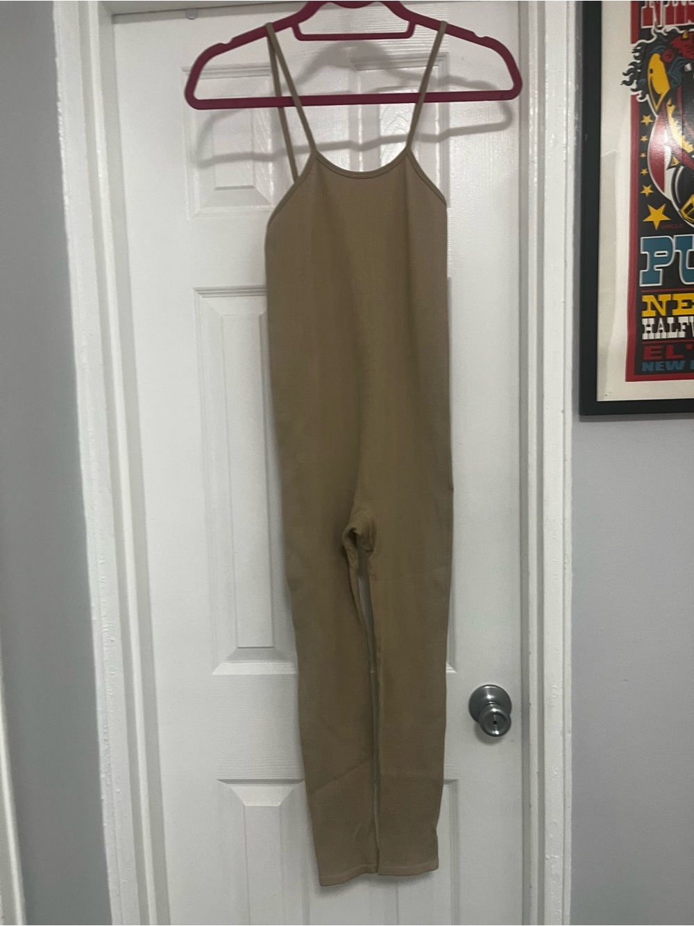 ZARA NWOT Ribbed Strappy Jumpsuit — Camel